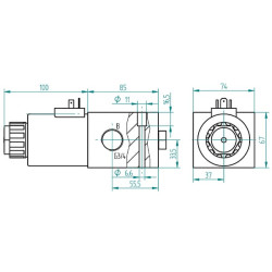 Valdymo vožtuvas 3/2-3/4-12 VDC 3212AK10143