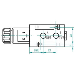 Valdymo vožtuvas 6/2 12V flanšo formos sriegis 6212AK10140FL