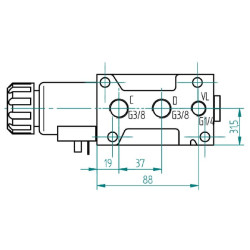 Valdymo vožtuvas 6/2 12V flanšo formos sriegis 6212AK10140FL