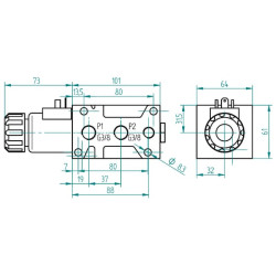 Valdymo vožtuvas 6/2 12V flanšo formos sriegis 6212AK10140FL