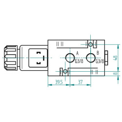 Valdymo vožtuvas 6/2 24V flanšo formos sriegis 6224AK10080FL
