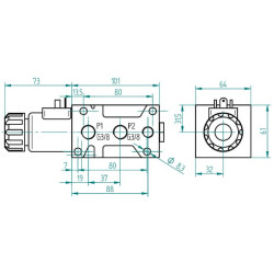 Valdymo vožtuvas 6/2 24V flanšo formos sriegis 6224AK10080FL