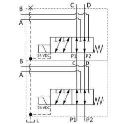 Valdymo vožtuvas 6/2 24V flanšo formos sriegis 6224AK10080FL