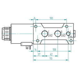 Trišakis vožtuvas 6/2-1/2 24 V nuolatinės srovės 6224AK10114