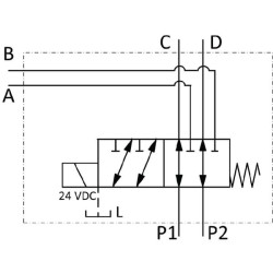 Trišakis vožtuvas 6/2-1/2 24 V nuolatinės srovės 6224AK10114