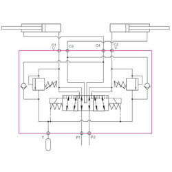 8/3 vožtuvas 24 Vdc su apsauginiu vožtuvu E8312PV24V