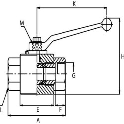 Rutulinis vožtuvas 1/4" BSP + tvirtinimas KHR04B