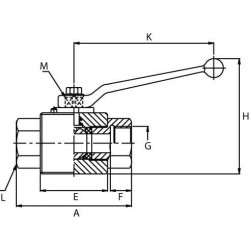 Rutulinis vožtuvas 1/2" BSP + tvirtinimas KHR08B