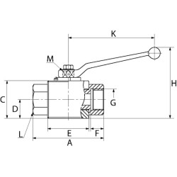 Rutulinis vožtuvas 2/2 - 3/4" BSP KHR12KR