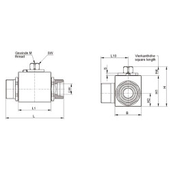 Rutulinis vožtuvas 3/2-L - M16x1.5 KH3KS10LKR