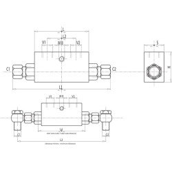 Dvigubo srauto valdymo vožtuvas VBPDE-2, G1/4" - M18 x 1,5 12L C056V0090