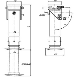 Stovinis domkrato cilindras su rankiniu siurbliu 5,7 t, su kaiščio fiksatoriumi SP85250SET1