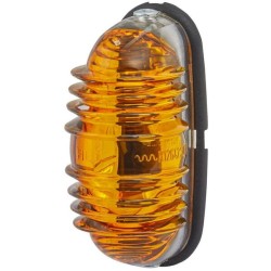 Case - IH 423 2BA001227201 Indikacinė lemputė 18W, ovali, 12V, gintarinė, korpusas: sidabras, užsegamas, 83x41mm, Hella