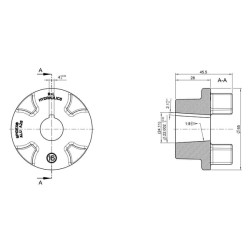 Spidex stebulė ALU A28A 1:8 GR3 A28N3ALU