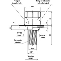 Bako užpildymo dangtelis TC50-GAL-90-PROC-70 TC50