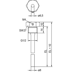 Panardinimo įvorė. TH-V4A/150 mm nerūdijančio plieno THV4A150