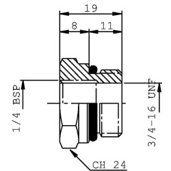 SAE 8-2 ertmės kamštis su 1/4 colio jungtimi MPPPSAE82PT