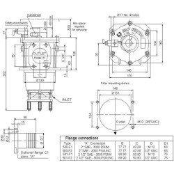 Siurbimo filtras SF2500-A-F1-D-M25 2" SAE SF2500M25