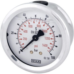 Glicerino manometras 63 mm 100 barų, galinis tvirtinimas B711W063100T