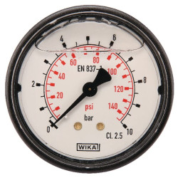 Slėgio matuoklis Ø63 0–10 bar 1/4 colio galinis MA6310B04PLGF