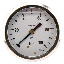 Slėgio matuoklis Ø63 0–100 bar 1/4 colio galinis MA63100B04SSGF