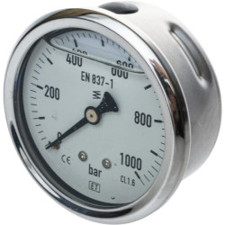 Manometras ø63 0-1000 bar 1/4" galinis tvirtinimas MA6301000B04SSGF