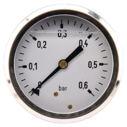 Slėgio matuoklis Ø63 0–0,6 bar 1/4 colio galinis MA6306B04SSGF