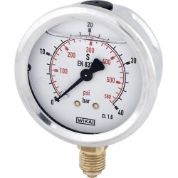 Glicerino manometras 63 mm 40 bar, montuojamas apačioje B711W063040D