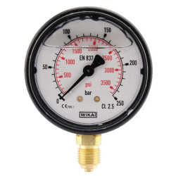 Manometras Ø63 0–250 bar 1/4 colio apačia MA63250L04PLGF