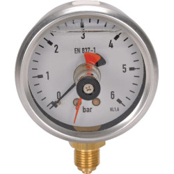 Manometras Ø 63 mm, 0–6 barai, nerūdijančio plieno korpusas – atminties taškas MA6306MEMPOINT