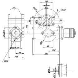 Pavarų dėžė 10,2:1, Ø45, 1" SAE-6 RT190451SAE6B