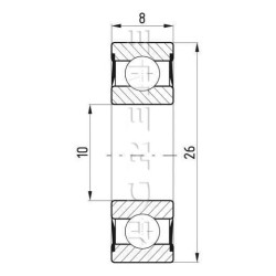 Giliųjų griovelių rutulinis guolis 10x26x8mm FŁT 778060002RS1