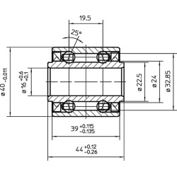 Giliųjų griovelių rutulinis guolis 16x40x44 DAC1640442RSLCS16