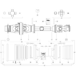 Plataus kampo kardaninis velenas S2 L: 1210 mm, Bondioli&Pavesi CS2R121CEWR7007