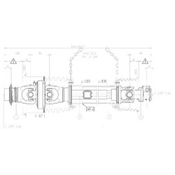 Plataus kampo kardaninis velenas S2 L: 1210 mm, Bondioli&Pavesi CS2R121CEWR7007