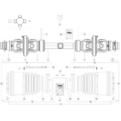 Plataus kampo kardaninis velenas S6 L: 1210mm, Bondioli&Pavesi CS6R121CEWR7WR7