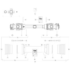 Kardaninis velenas S8 L: 1210mm, Bondioli&Pavesi CS8N121CE007007
