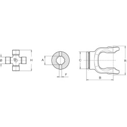 Jungas, profiliuotas vamzdis, 40 mm -14 griovelių, 8 „Bondioli&Pavesi“ 204083460