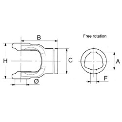 Jungas, profilinis vamzdis, 36,1 mm, S4 Bondioli&Pavesi 204S46855