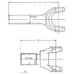 Yoke, Profile shaft, 25x22mm, 065 Elbe EDS200650253