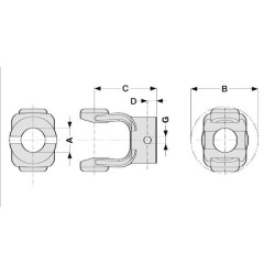 Jungas, stebulė, 45 mm, T80/V80 kampas 151018075