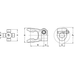 Jungas, spaustuko varžtas, 1-3/4"-20 spline, 6/G7/H7 Bondioli&Pavesi 5090H3860