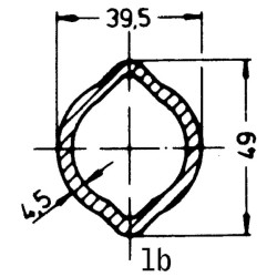 Profilinis vamzdis grūdintas citrininis, 1bH Ø įėjimas: 40 Ø išorė: 49x39,5x4,5 mm I: 1,4 m Walterscheid 75251861400