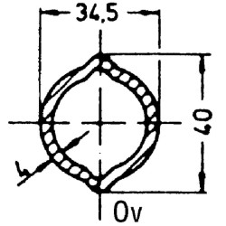 Profilinis vamzdis grūdintas citrinų spalvos OvH Ø įėjimas: 32 Ø išorė: 40x34,5x4mm I: 1m Walterscheid 7511661000H
