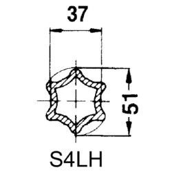 Profilinis vamzdis grūdintas žvaigždinis S4LH Ø įėjimas: 39 Ø išorė: 51x37x6mm Ilgis: 1,4 m Walterscheid 75431041400