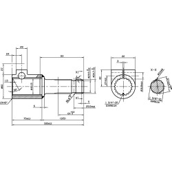 PTO reduktorius, išorinis sriegis 1 3/8 colio (21), vidinis sriegis 1 3/4 colio (20) su spaustuko varžtu 6710216HIKR