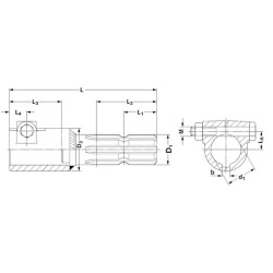PTO reduktorius, išorinis 1 3/8 colio (6) sriegis, vidinis 30 mm, su spaustuko varžtu 6710171KR