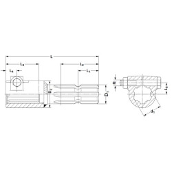 PTO reduktorius, išorinis sriegis 1 3/8 colio (6), vidinis sriegis 1 3/8 colio (21) su spaustuko varžtu 6710007KR