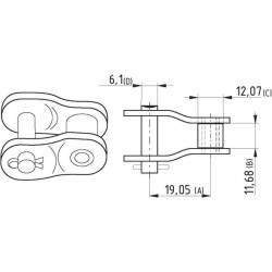 Grandinės pusgrandė 3/4" x 7/166" K1911BX 8020K1911BX12