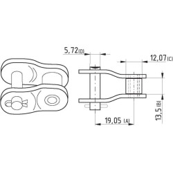 Grandinės pusgrandė 3/4" x 13,5" K1914 8020K191412